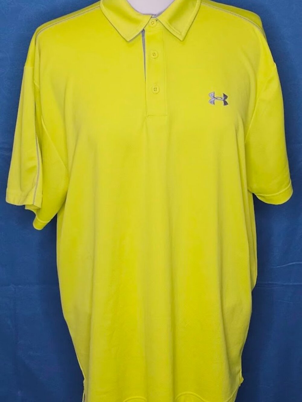 Under Armour Men's, SS, Polo Shirt, Logo, Button, Yellow w/Gray Accents